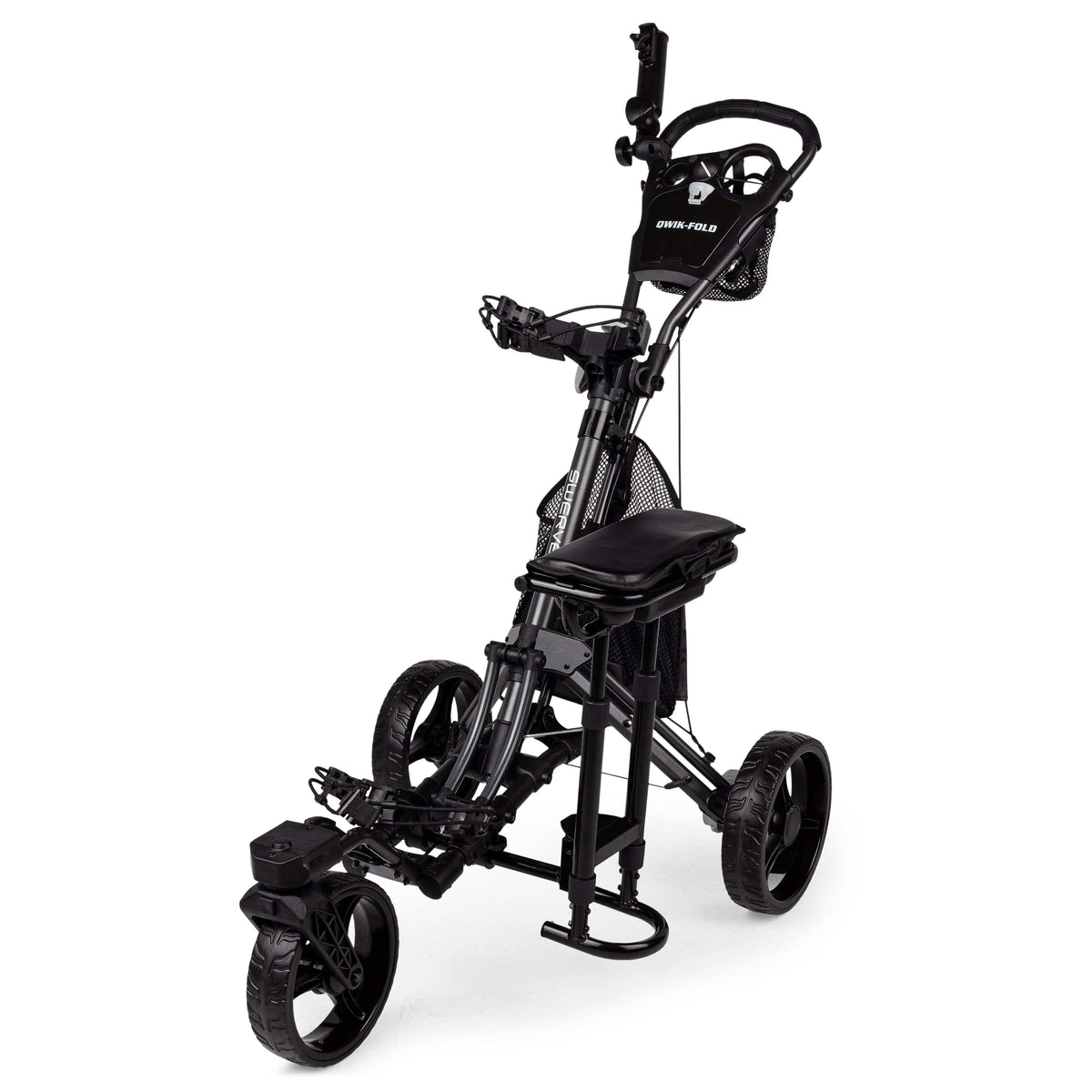 Founders Club Swerve 360 Swivel Wheel Qwik Fold Golf Push Cart with Deluxe Seat (pick color)