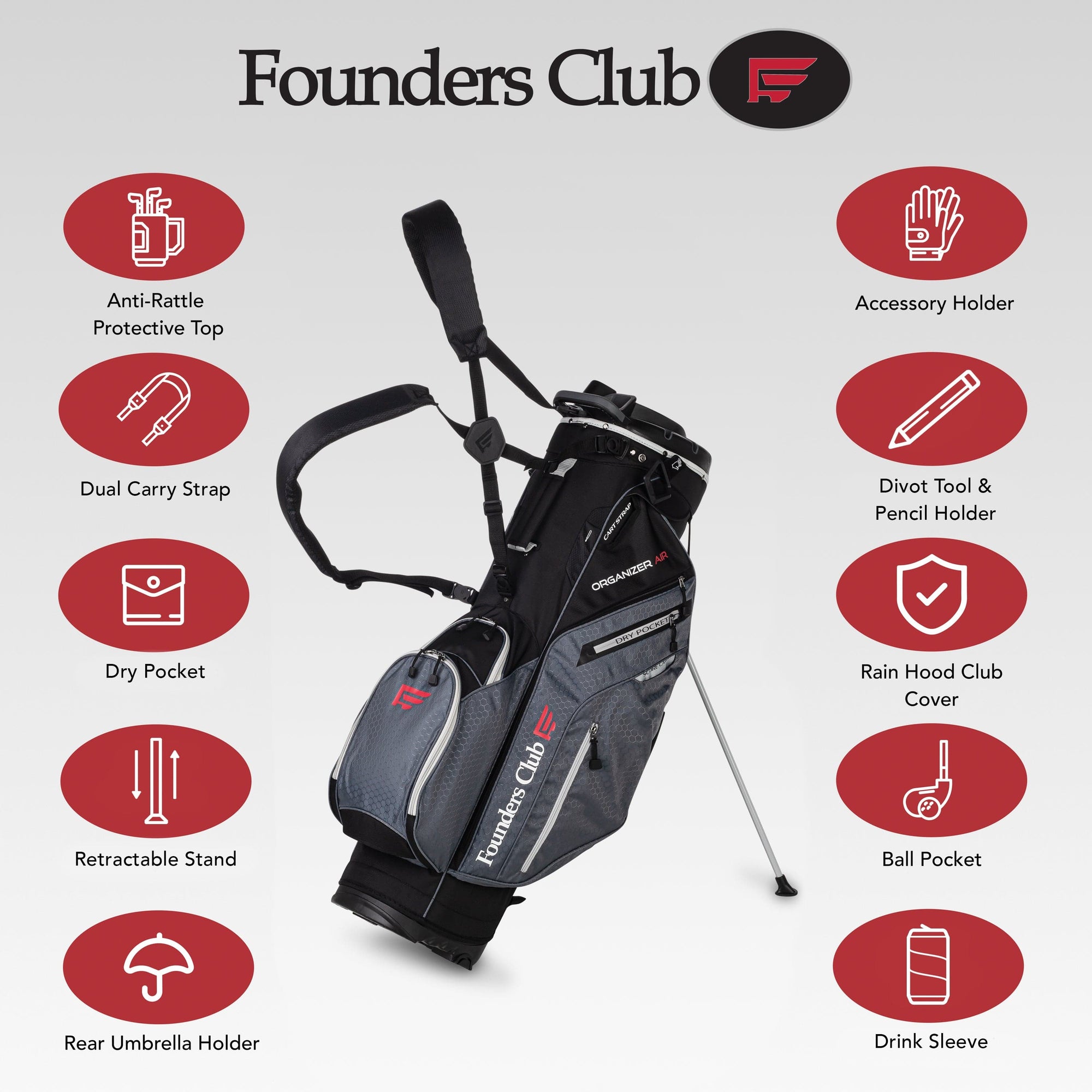 Founders Club RTP7 Men's Golf Club Set with 14 Way Organizer Golf Bag