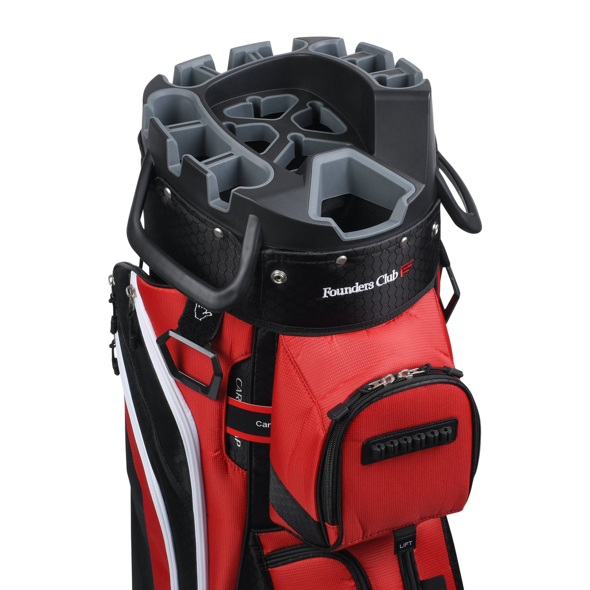 Founders Club 4th Generation Tour Series Club Lock Organizer Golf Cart Bag for Men with 14 Way Anti Rattle Divider Top- Free Snap On Rain Hood-Full Length Dividers