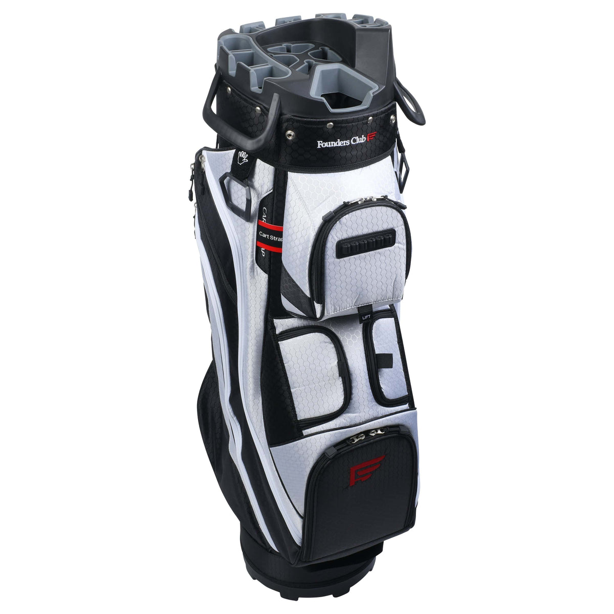 Founders Club 4th Generation Tour Series Club Lock Organizer Golf Cart Bag for Men with 14 Way Anti Rattle Divider Top- Free Snap On Rain Hood-Full Length Dividers