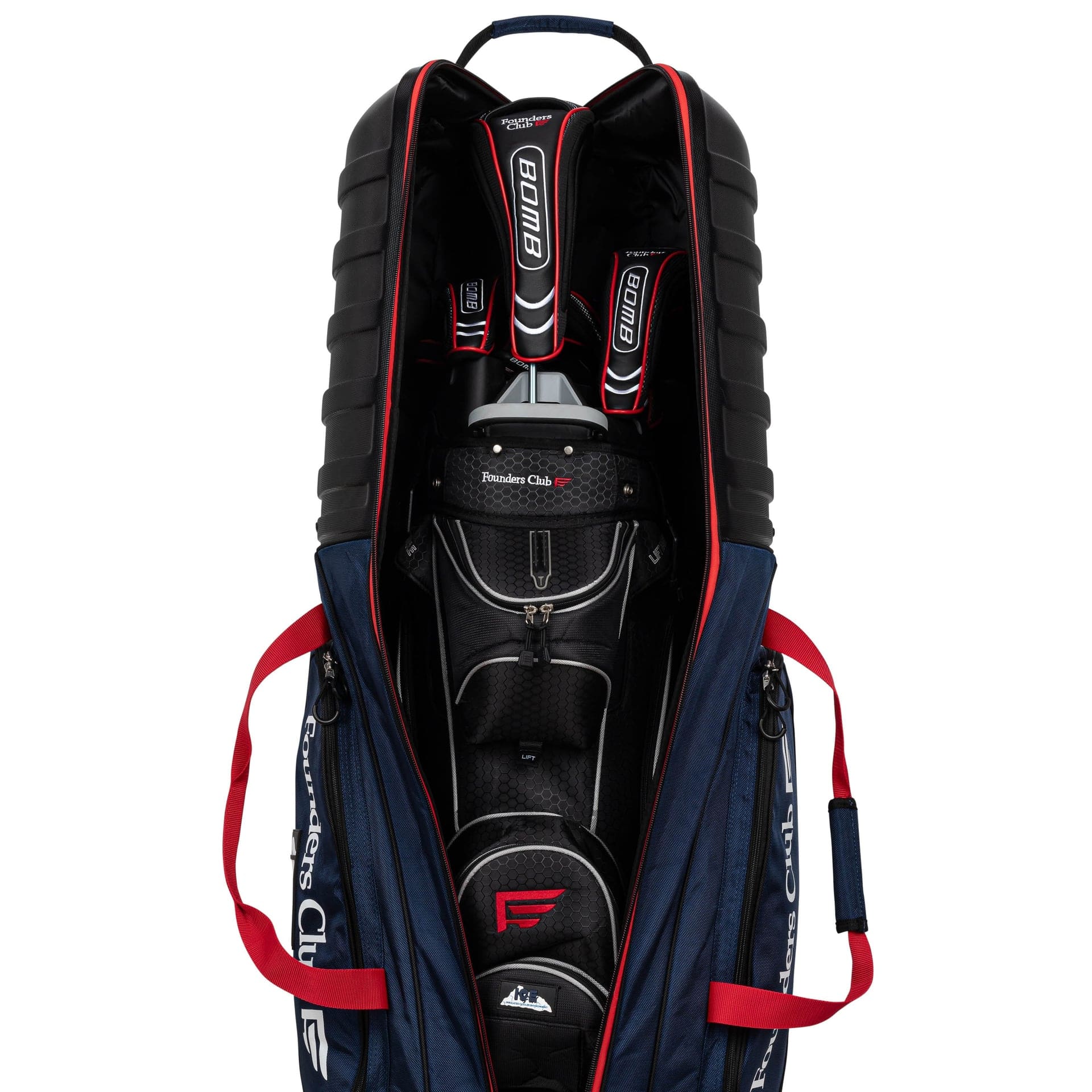 Founders Club Golf Travel Bag with Wheels - Lightweight Travel Cover & Case for Airlines - Club Protection with ABS Hard Top & Standup Pole Stiffening System