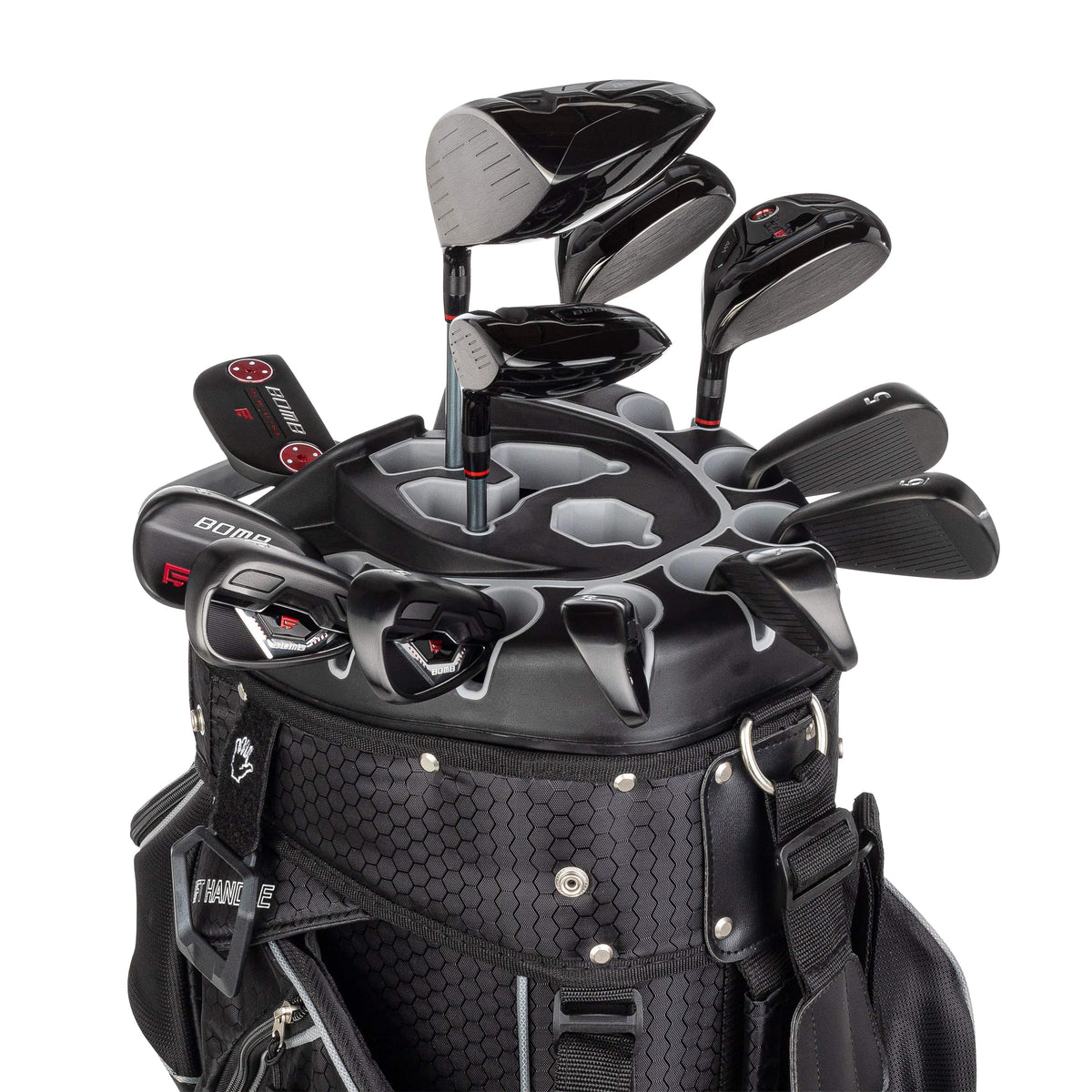 Founders Club Bomb Men&#39;s Golf Club Set with 14 Way Organizer Golf Black Bag Right Hand