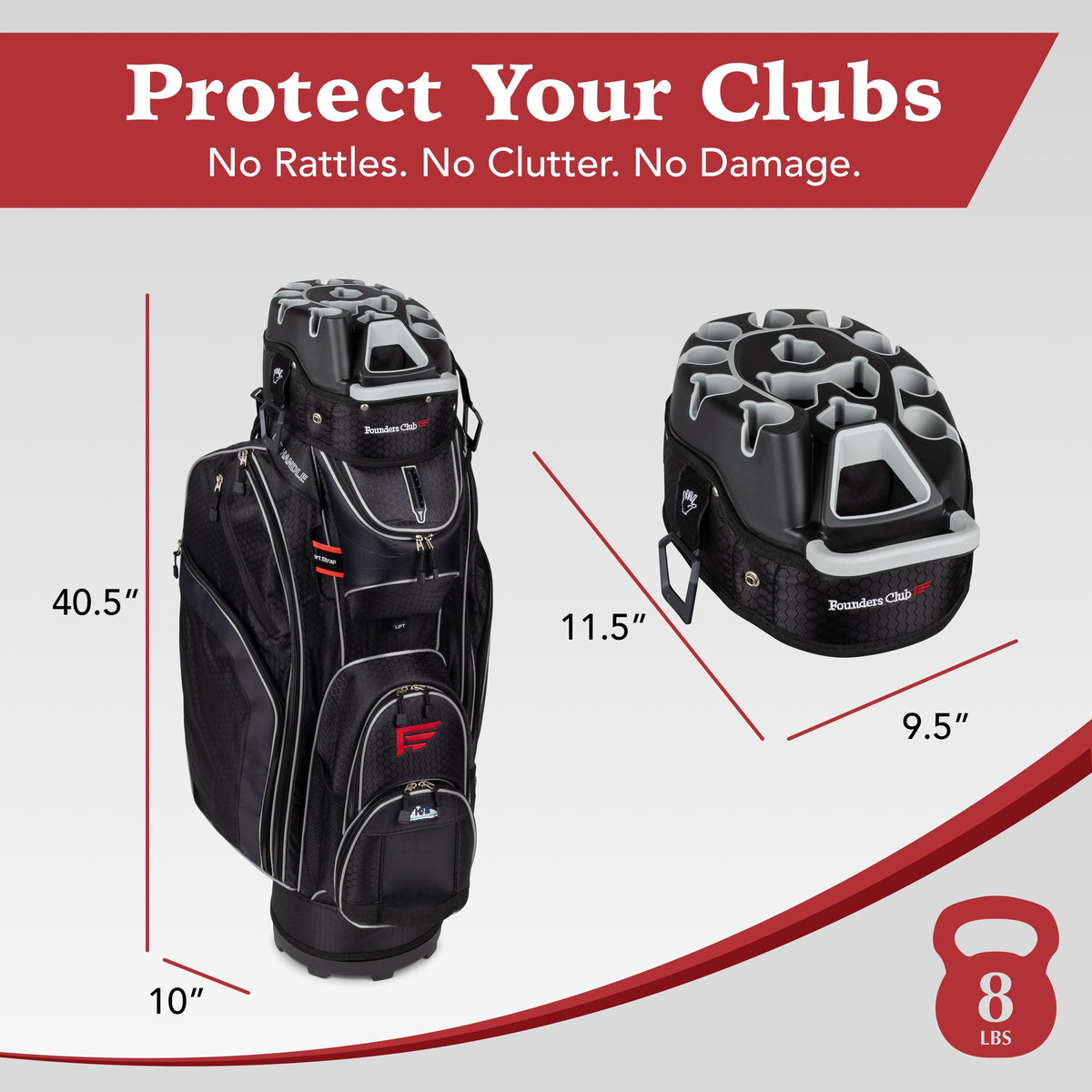 Founders Club 3rd Generation Premium Organizer 14 Way Golf Cart Bag - Black